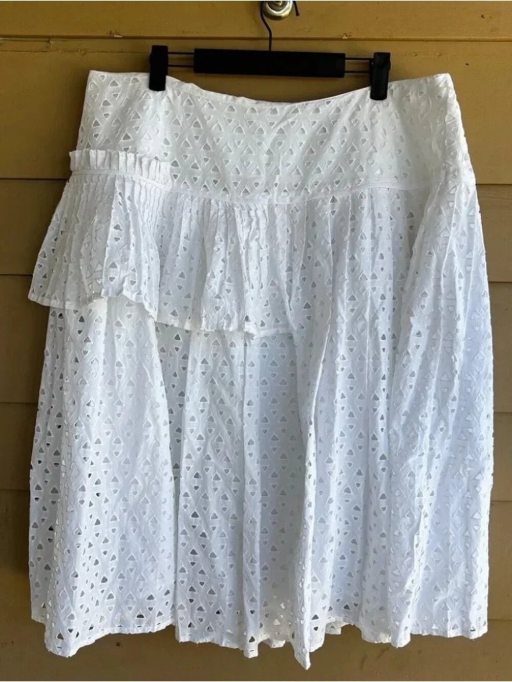 White Eyelet Knee Length Midi Length Modest Skirt Size 16